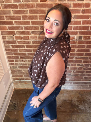 Polka Dot High Neck Blouse