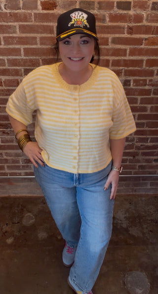 Striped Luxe Cropped Cardigan