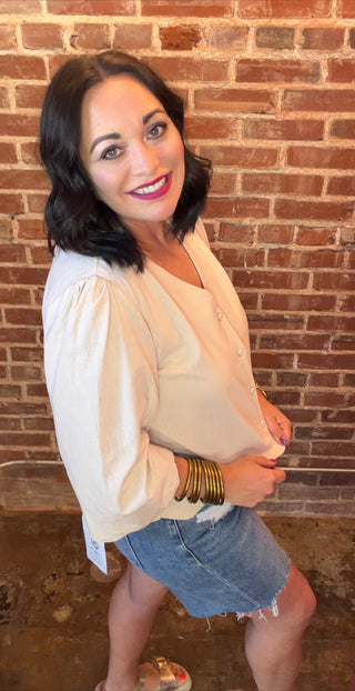 Scallop Button Up Top in Cream