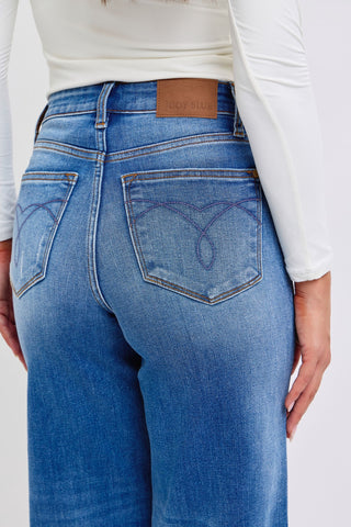 Judy Blue Distressed High Waist Wide Leg Jeans (Online Only)