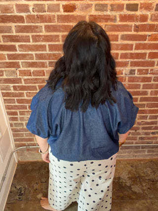 Denim Bubble Hem Top