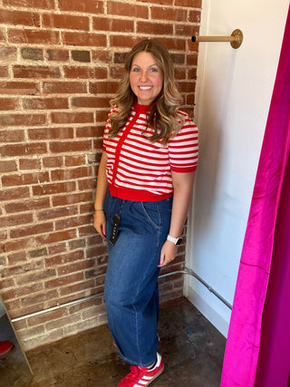 Stripe Button Down Sweater Cardigan