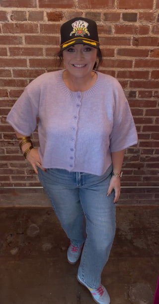Luxe Cropped Cardigan - Lavender