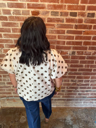 Polka Dot Puff Sleeve Top