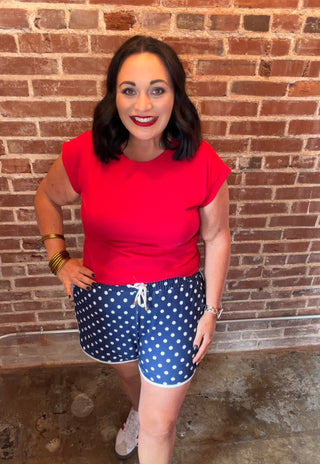 Everyday Polka Dot Shorts in Navy