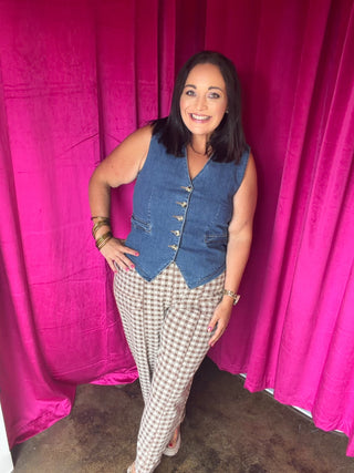 Glowing Gingham Barrel Pants