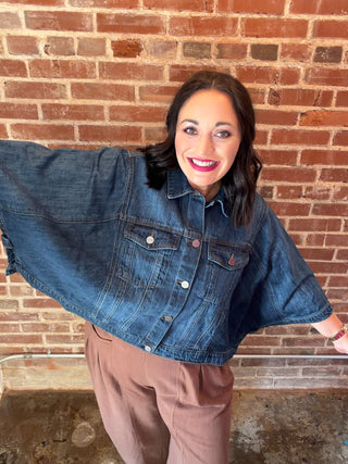 Risen Jeans Flowy Square Cape Jacket