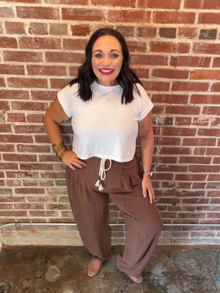 Lucy Linen Blend Barrel Pants