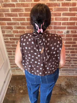 Polka Dot High Neck Blouse