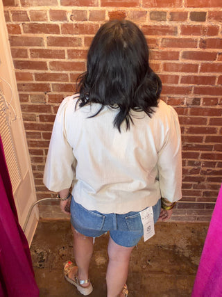 Scallop Button Up Top in Cream