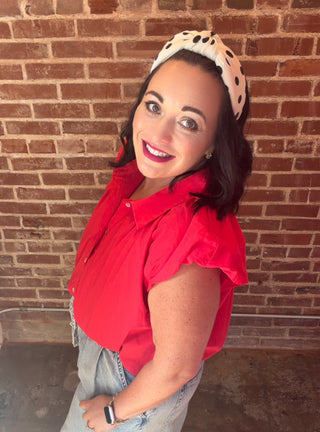 Cap Sleeve Sleeveless Top in Red
