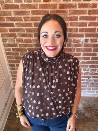 Polka Dot High Neck Blouse