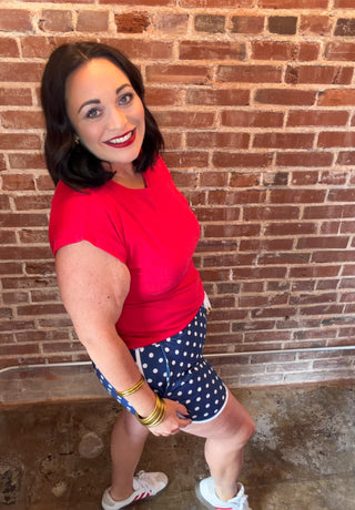 Everyday Polka Dot Shorts in Navy