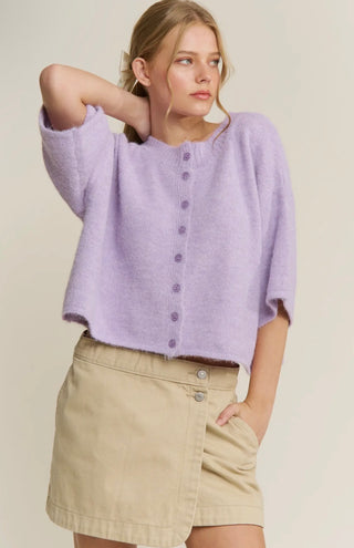 Luxe Cropped Cardigan - Lavender