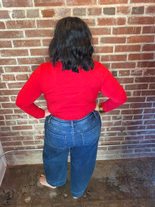 RISEN Mid Rise Crop Barrel Jeans