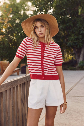 Stripe Button Down Sweater Cardigan