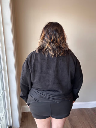 Black Textured Long Sleeve Sweatshirt