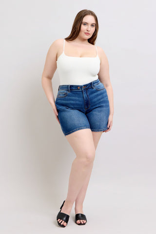 Judy Blue 2 Button Mid Length Dad Shorts