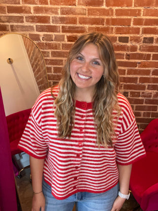 Striped Luxe Cropped Cardigan