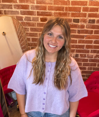 Luxe Cropped Cardigan - Lavender