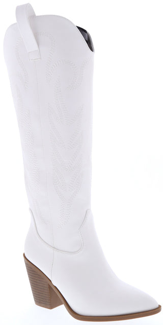 White Knee High Cowboy Boots