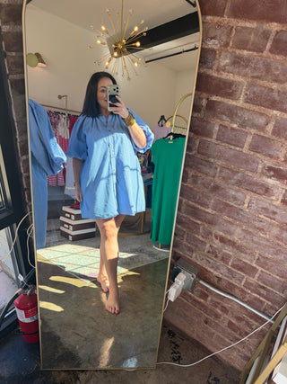 Striped Button-Down Mini Dress