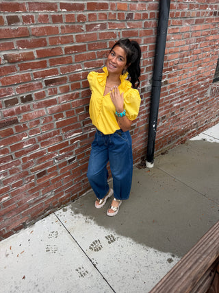 Yellow High Neck Top