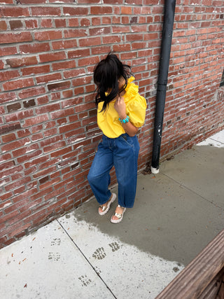 Yellow High Neck Top