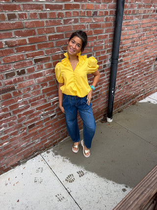 Yellow High Neck Top