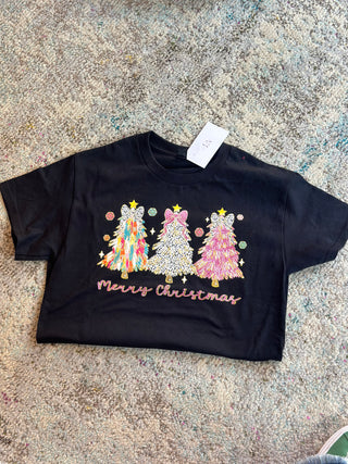 Black Christmas Tree Croquette Top