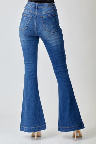 Risen High Rise Button Fly Flare Jeans