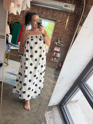 Polka Dot Spaghetti Straps Maxi Dress