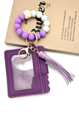 Beaded Bracelet Keychain Card Holder