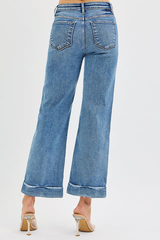 Risen Jeans Mid Rise Crop Straight Leg with Taylor Cuff
