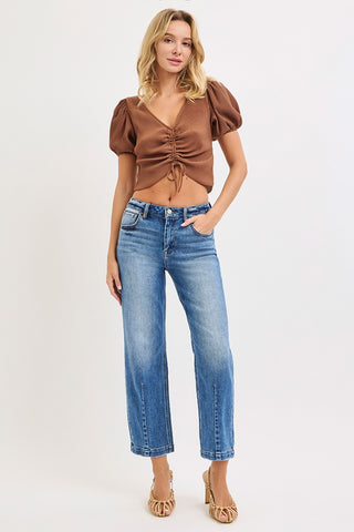 Risen Jeans High Rise Crop Boyfriend Tapered Jeans