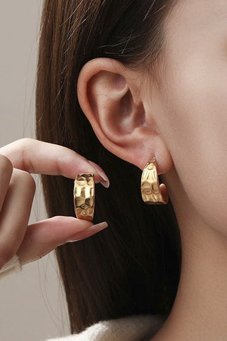 Hammered Huggie Hoop Earrings