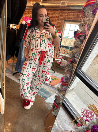 The Bow Christmas Edition Ruffle Pajama Set