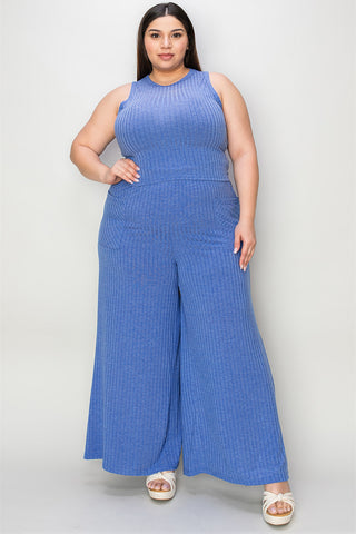 Rebecca Ribbed Tank and Wide Leg Pants Set