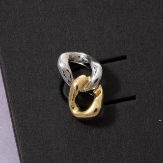 Two-Tone Interlocked Oval Link Stud Earrings