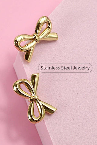 18K STAINLESS STEEL TARNISH FREE BOW STUD EARRINGS