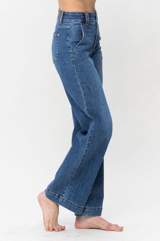 Judy Blue Double Button Wide Leg Trouser Jeans