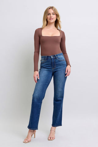 Judy Blue Side Seam Detail Straight Jeans with Pockets (Online Only)