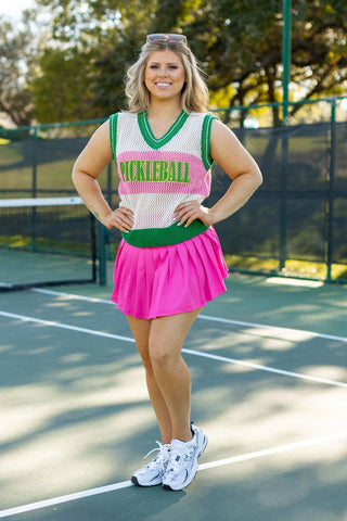 Haley Hot Pink Pleated Skort With Pocket