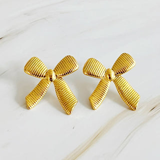 Cabled Bow Stud Earrings