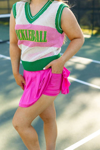 Haley Hot Pink Pleated Skort With Pocket