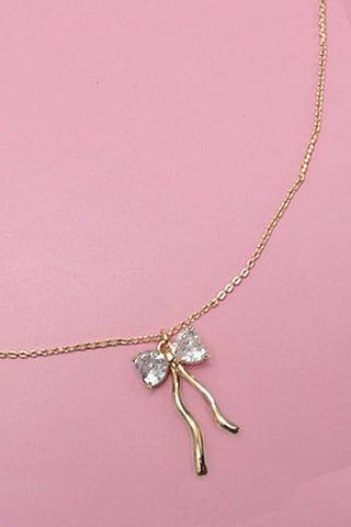 PETITE RHINESTONE BOW NECKLACE