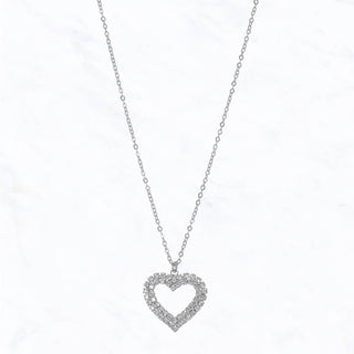 Rhinestone Double line Heart Necklace