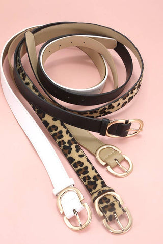 Double D Buckle Faux Leather Belt