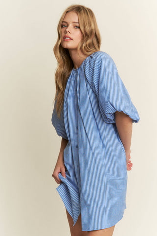 Striped Button-Down Mini Dress