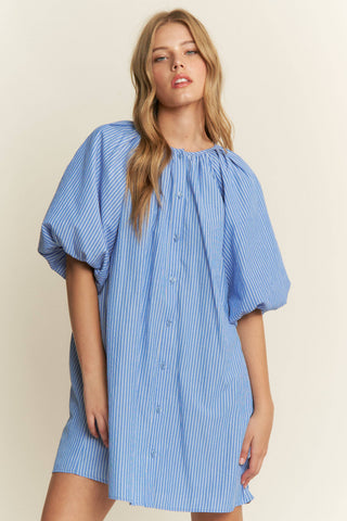 Striped Button-Down Mini Dress